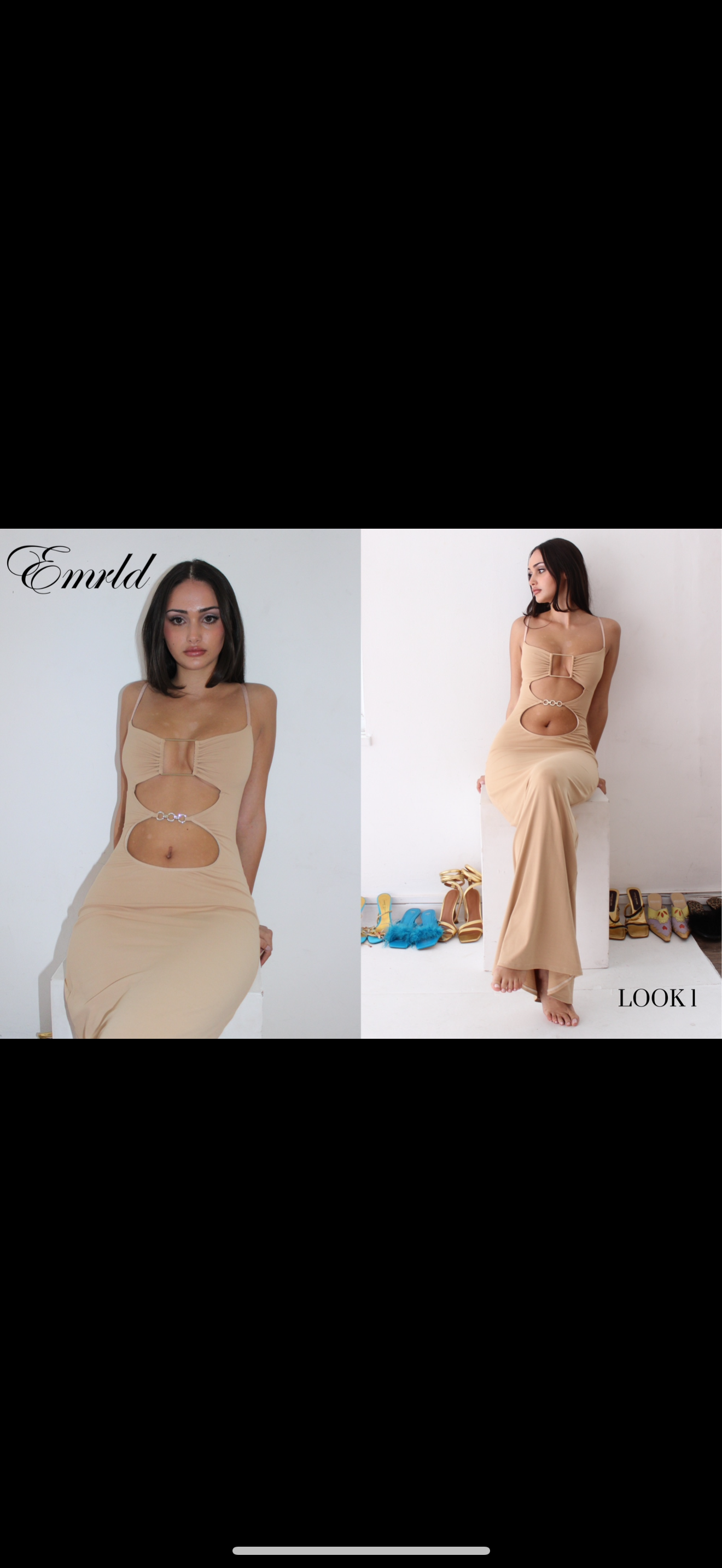 Diamonte Maxi Dress In nude